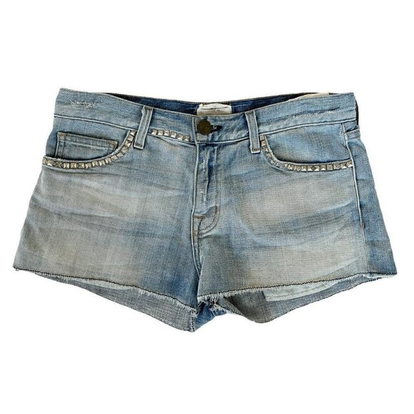 Current/Elliott The Boyfriend Light Wash Shorts Silver Stud Wash Women's Sz 26 - Picture 1 of 7